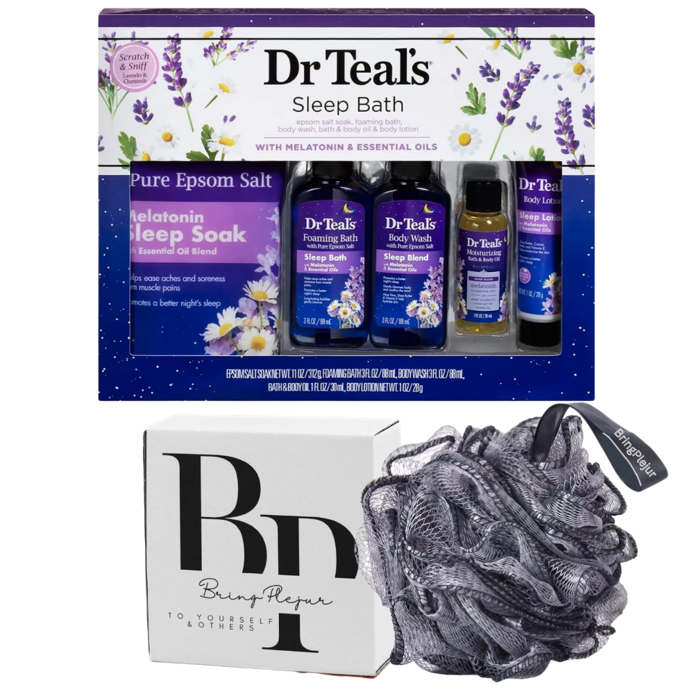 Dr Teal's Melatonin Gift Set for Better Sleep - Epsom Salt Soak, Bath, Body Wash, Body Oil & Lotion - At Home Spa Kit